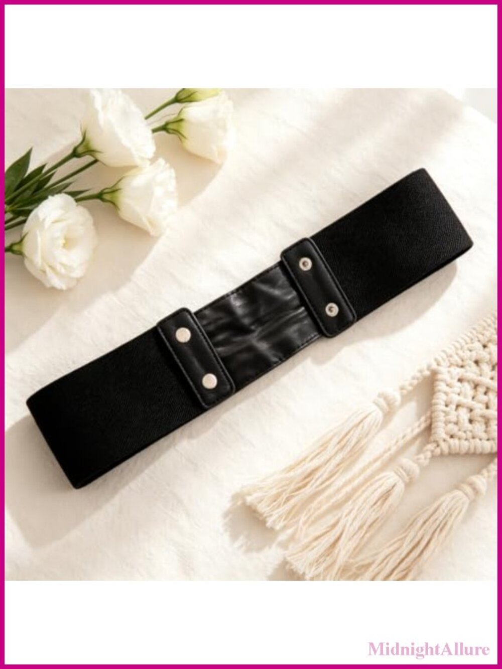 Wide Elastic Belt Faux Leather Waist Cinch for Dresses - Picture 2 of 6